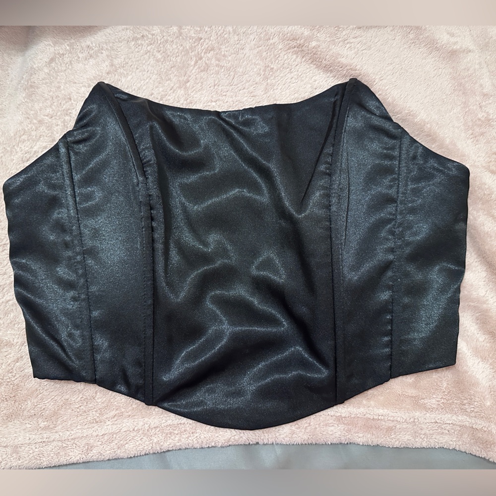 SHEIN Black Satin Crop Top